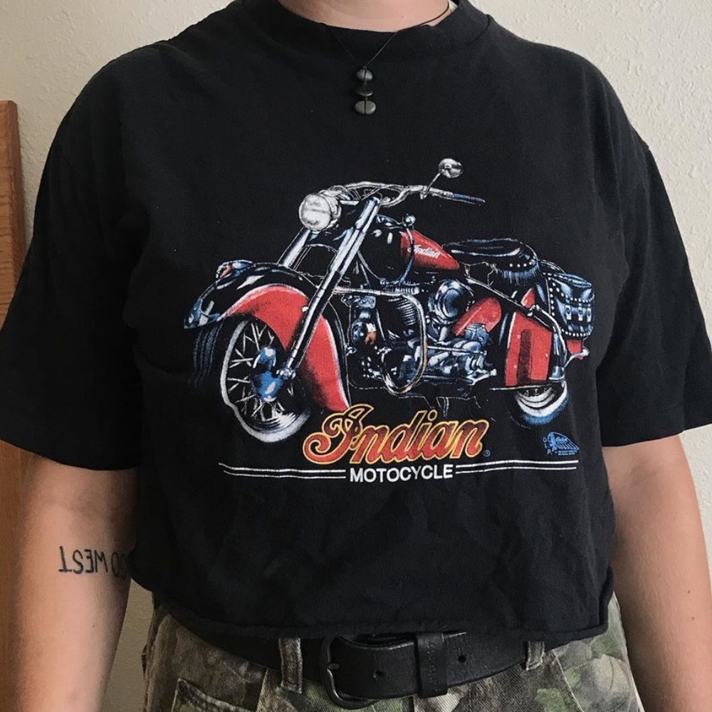cropped Motor cycle t shirt